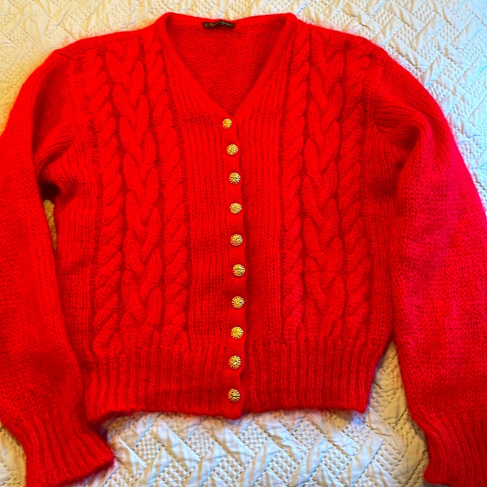 Vintage Italian Red Cashmere Cardigan